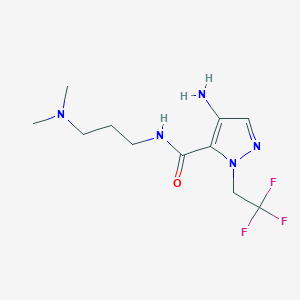 molecular formula C11H18F3N5O B3018819 4-Amino-N-[3-(dimethylamino)propyl]-1-(2,2,2-trifluoroethyl)-1H-pyrazole-5-carboxamide CAS No. 2101199-16-8