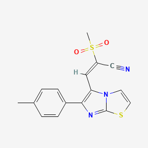 (E)-3-[6-(4-methylphenyl)imidazo[2,1-b][1,3]thiazol-5-yl]-2-methylsulfonylprop-2-enenitrile