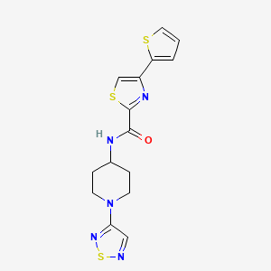 molecular formula C15H15N5OS3 B3018828 N-(1-(1,2,5-thiadiazol-3-yl)piperidin-4-yl)-4-(thiophen-2-yl)thiazole-2-carboxamide CAS No. 2034304-30-6