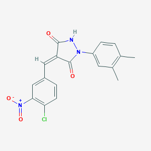 molecular formula C18H14ClN3O4 B301884 4-{4-Chloro-3-nitrobenzylidene}-1-(3,4-dimethylphenyl)-3,5-pyrazolidinedione 