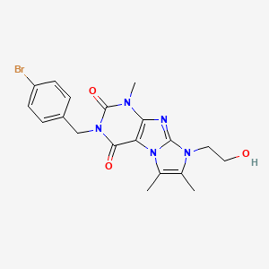 molecular formula C19H20BrN5O3 B3018846 3-(4-bromobenzyl)-8-(2-hydroxyethyl)-1,6,7-trimethyl-1H-imidazo[2,1-f]purine-2,4(3H,8H)-dione CAS No. 919042-13-0