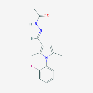 molecular formula C15H16FN3O B301886 N'-{[1-(2-fluorophenyl)-2,5-dimethyl-1H-pyrrol-3-yl]methylene}acetohydrazide 