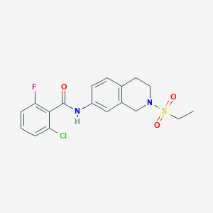molecular formula C18H18ClFN2O3S B3018865 2-chloro-N-(2-(ethylsulfonyl)-1,2,3,4-tetrahydroisoquinolin-7-yl)-6-fluorobenzamide CAS No. 954640-04-1