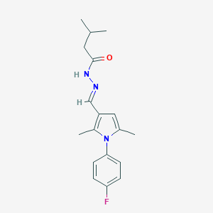molecular formula C18H22FN3O B301887 N'-{[1-(4-fluorophenyl)-2,5-dimethyl-1H-pyrrol-3-yl]methylene}-3-methylbutanohydrazide 