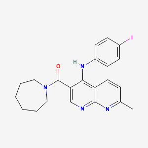 molecular formula C22H23IN4O B3018872 氮杂环-1-基(4-((4-碘苯基)氨基)-7-甲基-1,8-萘啶-3-基)甲苯酮 CAS No. 1251676-02-4