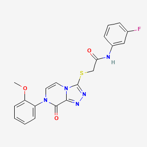 molecular formula C20H16FN5O3S B3018876 N-(3-fluorophenyl)-2-((7-(2-methoxyphenyl)-8-oxo-7,8-dihydro-[1,2,4]triazolo[4,3-a]pyrazin-3-yl)thio)acetamide CAS No. 1242868-58-1