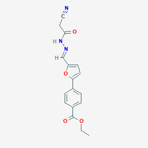 ethyl 4-(5-{(E)-[2-(cyanoacetyl)hydrazinylidene]methyl}furan-2-yl)benzoate