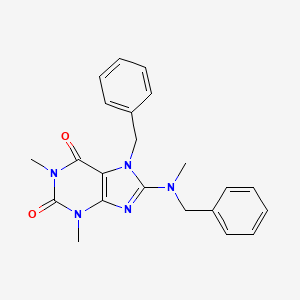 molecular formula C22H23N5O2 B3018890 7-benzyl-8-[benzyl(methyl)amino]-1,3-dimethyl-2,3,6,7-tetrahydro-1H-purine-2,6-dione CAS No. 500118-33-2