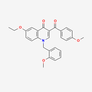 molecular formula C27H25NO5 B3018907 6-乙氧基-3-(4-甲氧基苯甲酰基)-1-[(2-甲氧基苯基)甲基]喹啉-4-酮 CAS No. 866810-92-6