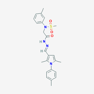 molecular formula C24H28N4O3S B301891 N-[2-(2-{[2,5-dimethyl-1-(4-methylphenyl)-1H-pyrrol-3-yl]methylene}hydrazino)-2-oxoethyl]-N-(3-methylphenyl)methanesulfonamide 