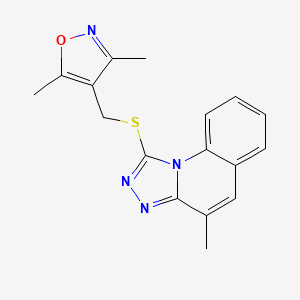 molecular formula C17H16N4OS B3018916 1-{[(3,5-Dimethyl-4-isoxazolyl)methyl]thio}-4-methyl[1,2,4]triazolo[4,3-a]quinoline CAS No. 690271-54-6