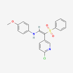 molecular formula C20H17ClN2O3S B3018920 N-[(E)-2-(benzenesulfonyl)-2-(6-chloropyridin-3-yl)ethenyl]-4-methoxyaniline CAS No. 478048-55-4