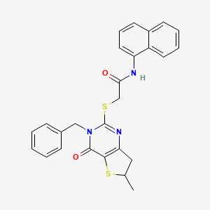 2-[(3-benzyl-6-methyl-4-oxo-6,7-dihydrothieno[3,2-d]pyrimidin-2-yl)sulfanyl]-N-naphthalen-1-ylacetamide