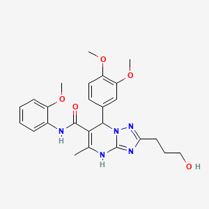 molecular formula C25H29N5O5 B3018928 7-(3,4-dimethoxyphenyl)-2-(3-hydroxypropyl)-N-(2-methoxyphenyl)-5-methyl-4H,7H-[1,2,4]triazolo[1,5-a]pyrimidine-6-carboxamide CAS No. 540506-88-5