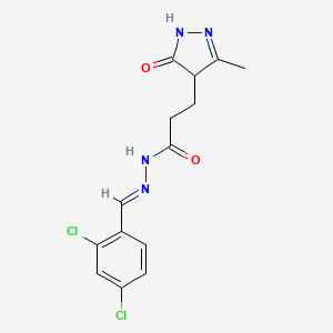 (E)-N'-(2,4-dichlorobenzylidene)-3-(3-methyl-5-oxo-4,5-dihydro-1H-pyrazol-4-yl)propanehydrazide