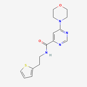 molecular formula C15H18N4O2S B3018943 6-morpholino-N-(2-(thiophen-2-yl)ethyl)pyrimidine-4-carboxamide CAS No. 1904063-62-2