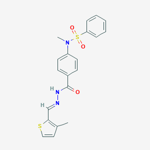 molecular formula C20H19N3O3S2 B301895 N-methyl-N-[4-({2-[(3-methyl-2-thienyl)methylene]hydrazino}carbonyl)phenyl]benzenesulfonamide 