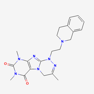 molecular formula C21H25N7O2 B3018969 1-(2-(3,4-二氢异喹啉-2(1H)-基)乙基)-3,7,9-三甲基-7,9-二氢-[1,2,4]三嗪并[3,4-f]嘌呤-6,8(1H,4H)-二酮 CAS No. 923673-39-6