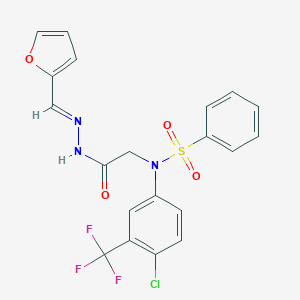 molecular formula C20H15ClF3N3O4S B301897 N-[4-chloro-3-(trifluoromethyl)phenyl]-N-{2-[2-(2-furylmethylene)hydrazino]-2-oxoethyl}benzenesulfonamide 