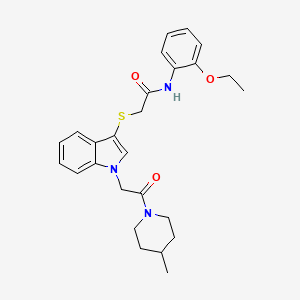 molecular formula C26H31N3O3S B3018973 N-(2-ethoxyphenyl)-2-((1-(2-(4-methylpiperidin-1-yl)-2-oxoethyl)-1H-indol-3-yl)thio)acetamide CAS No. 878056-39-4