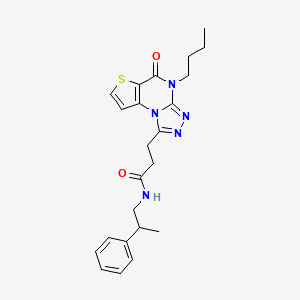 molecular formula C23H27N5O2S B3018976 3-(4-butyl-5-oxo-4,5-dihydrothieno[2,3-e][1,2,4]triazolo[4,3-a]pyrimidin-1-yl)-N-(2-phenylpropyl)propanamide CAS No. 1189449-07-7