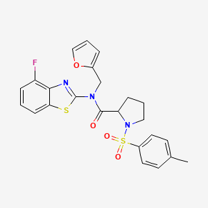 molecular formula C24H22FN3O4S2 B3018982 N-(4-氟苯并[d]噻唑-2-基)-N-(呋喃-2-基甲基)-1-甲苯磺酰基吡咯烷-2-甲酰胺 CAS No. 1219402-37-5