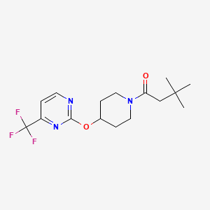 molecular formula C16H22F3N3O2 B3019007 3,3-Dimethyl-1-[4-[4-(trifluoromethyl)pyrimidin-2-yl]oxypiperidin-1-yl]butan-1-one CAS No. 2380168-13-6