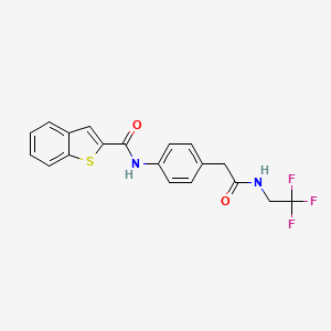molecular formula C19H15F3N2O2S B3019020 N-(4-(2-oxo-2-((2,2,2-trifluoroethyl)amino)ethyl)phenyl)benzo[b]thiophene-2-carboxamide CAS No. 2034539-21-2