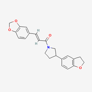molecular formula C22H21NO4 B3019026 (2E)-3-(2H-1,3-benzodioxol-5-yl)-1-[3-(2,3-dihydro-1-benzofuran-5-yl)pyrrolidin-1-yl]prop-2-en-1-one CAS No. 2097941-39-2