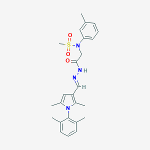 molecular formula C25H30N4O3S B301903 N-[2-(2-{[1-(2,6-dimethylphenyl)-2,5-dimethyl-1H-pyrrol-3-yl]methylene}hydrazino)-2-oxoethyl]-N-(3-methylphenyl)methanesulfonamide 