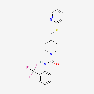 molecular formula C19H20F3N3OS B3019036 4-((pyridin-2-ylthio)methyl)-N-(2-(trifluoromethyl)phenyl)piperidine-1-carboxamide CAS No. 1421476-21-2