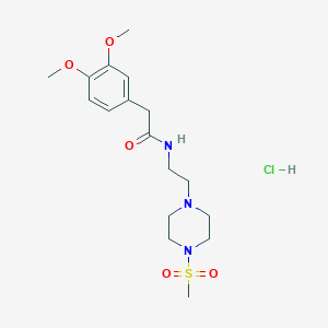 molecular formula C17H28ClN3O5S B3019038 2-(3,4-dimethoxyphenyl)-N-(2-(4-(methylsulfonyl)piperazin-1-yl)ethyl)acetamide hydrochloride CAS No. 1351648-88-8