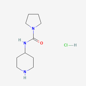 molecular formula C10H20ClN3O B3019043 N-(Piperidin-4-yl)pyrrolidine-1-carboxamide hydrochloride CAS No. 1233952-81-2