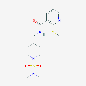 molecular formula C15H24N4O3S2 B3019052 N-{[1-(二甲基氨磺酰)哌啶-4-基]甲基}-2-(甲硫基)吡啶-3-甲酰胺 CAS No. 2097897-36-2