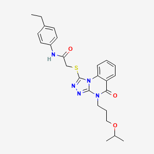 molecular formula C25H29N5O3S B3019054 N-(4-ethylphenyl)-2-((4-(3-isopropoxypropyl)-5-oxo-4,5-dihydro-[1,2,4]triazolo[4,3-a]quinazolin-1-yl)thio)acetamide CAS No. 1111020-14-4