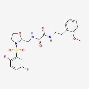 molecular formula C21H23F2N3O6S B3019055 N1-((3-((2,5-difluorophenyl)sulfonyl)oxazolidin-2-yl)methyl)-N2-(2-methoxyphenethyl)oxalamide CAS No. 868983-55-5