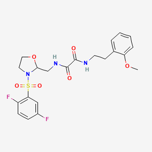 molecular formula C21H23F2N3O6S B3019055 N1-((3-((2,5-二氟苯基)磺酰基)恶唑烷-2-基)甲基)-N2-(2-甲氧基苯乙基)草酰胺 CAS No. 868983-55-5