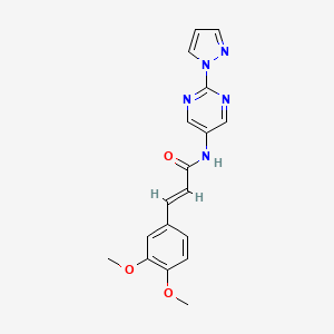 molecular formula C18H17N5O3 B3019056 (E)-N-(2-(1H-pyrazol-1-yl)pyrimidin-5-yl)-3-(3,4-dimethoxyphenyl)acrylamide CAS No. 1421586-72-2