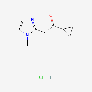 molecular formula C9H13ClN2O B3019059 1-Cyclopropyl-2-(1-methylimidazol-2-yl)ethanone;hydrochloride CAS No. 2460749-53-3