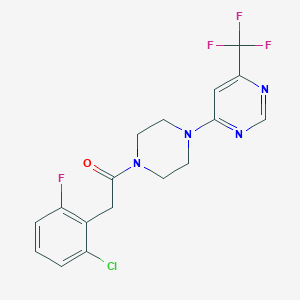 molecular formula C17H15ClF4N4O B3019065 2-(2-Chloro-6-fluorophenyl)-1-(4-(6-(trifluoromethyl)pyrimidin-4-yl)piperazin-1-yl)ethanone CAS No. 2034441-89-7