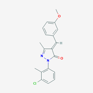 molecular formula C19H17ClN2O2 B301909 2-(3-chloro-2-methylphenyl)-4-(3-methoxybenzylidene)-5-methyl-2,4-dihydro-3H-pyrazol-3-one 