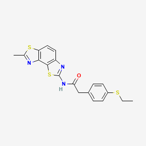 molecular formula C19H17N3OS3 B3019097 2-(4-(乙硫基)苯基)-N-(7-甲基苯并[1,2-d:3,4-d']双(噻唑)-2-基)乙酰胺 CAS No. 919865-78-4