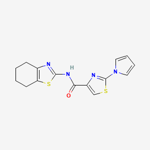 molecular formula C15H14N4OS2 B3019118 2-(1H-吡咯-1-基)-N-(4,5,6,7-四氢苯并[d]噻唑-2-基)噻唑-4-甲酰胺 CAS No. 1206998-91-5