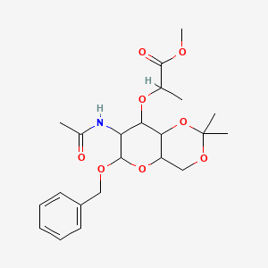 molecular formula C22H31NO8 B3019123 Methyl 2-((7-acetamido-6-(benzyloxy)-2,2-dimethylhexahydropyrano[3,2-d][1,3]dioxin-8-yl)oxy)propanoate CAS No. 1095323-62-8