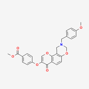 molecular formula C27H23NO7 B3019139 Methyl 4-((9-(4-methoxybenzyl)-4-oxo-4,8,9,10-tetrahydrochromeno[8,7-e][1,3]oxazin-3-yl)oxy)benzoate CAS No. 951956-07-3