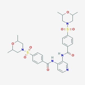 B3019189 4-(2,6-dimethylmorpholin-4-yl)sulfonyl-N-[3-[[4-(2,6-dimethylmorpholin-4-yl)sulfonylbenzoyl]amino]pyridin-4-yl]benzamide CAS No. 477182-58-4
