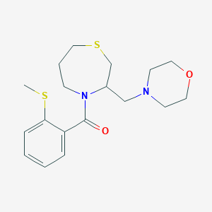 molecular formula C18H26N2O2S2 B3019197 (2-(Methylthio)phenyl)(3-(morpholinomethyl)-1,4-thiazepan-4-yl)methanone CAS No. 1421463-38-8