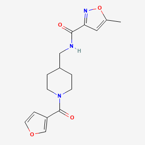 molecular formula C16H19N3O4 B3019208 N-((1-(furan-3-carbonyl)piperidin-4-yl)methyl)-5-methylisoxazole-3-carboxamide CAS No. 1396748-55-2
