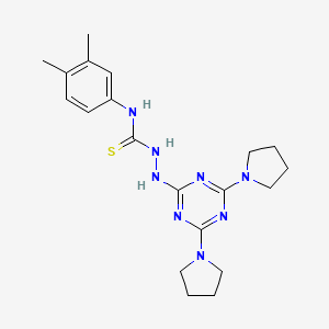 molecular formula C20H28N8S B3019213 2-(4,6-di(pyrrolidin-1-yl)-1,3,5-triazin-2-yl)-N-(3,4-dimethylphenyl)hydrazinecarbothioamide CAS No. 898623-37-5