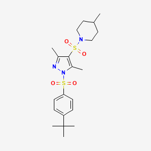 molecular formula C21H31N3O4S2 B3019215 1-{[1-(4-tert-butylbenzenesulfonyl)-3,5-dimethyl-1H-pyrazol-4-yl]sulfonyl}-4-methylpiperidine CAS No. 904823-40-1